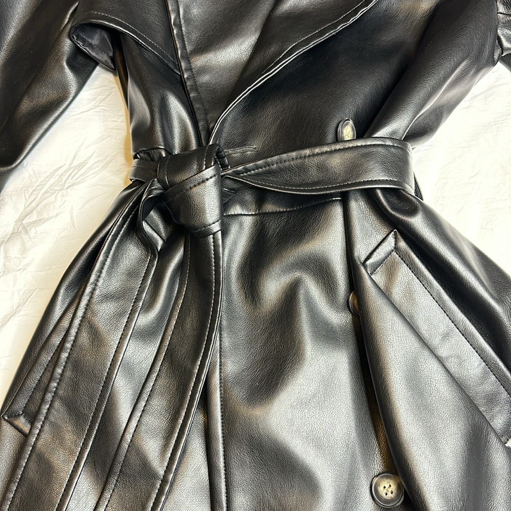 Brand New Pleather trench coat - Picture 2 of 9